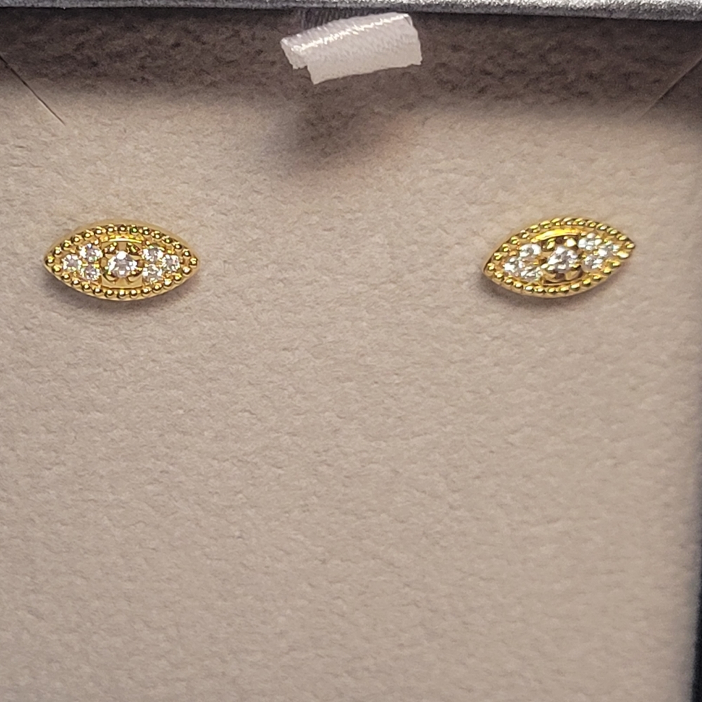 SOLD Bony Levy 18k gold diamond Evil Eye earrings NEW - Picture 3 of 5